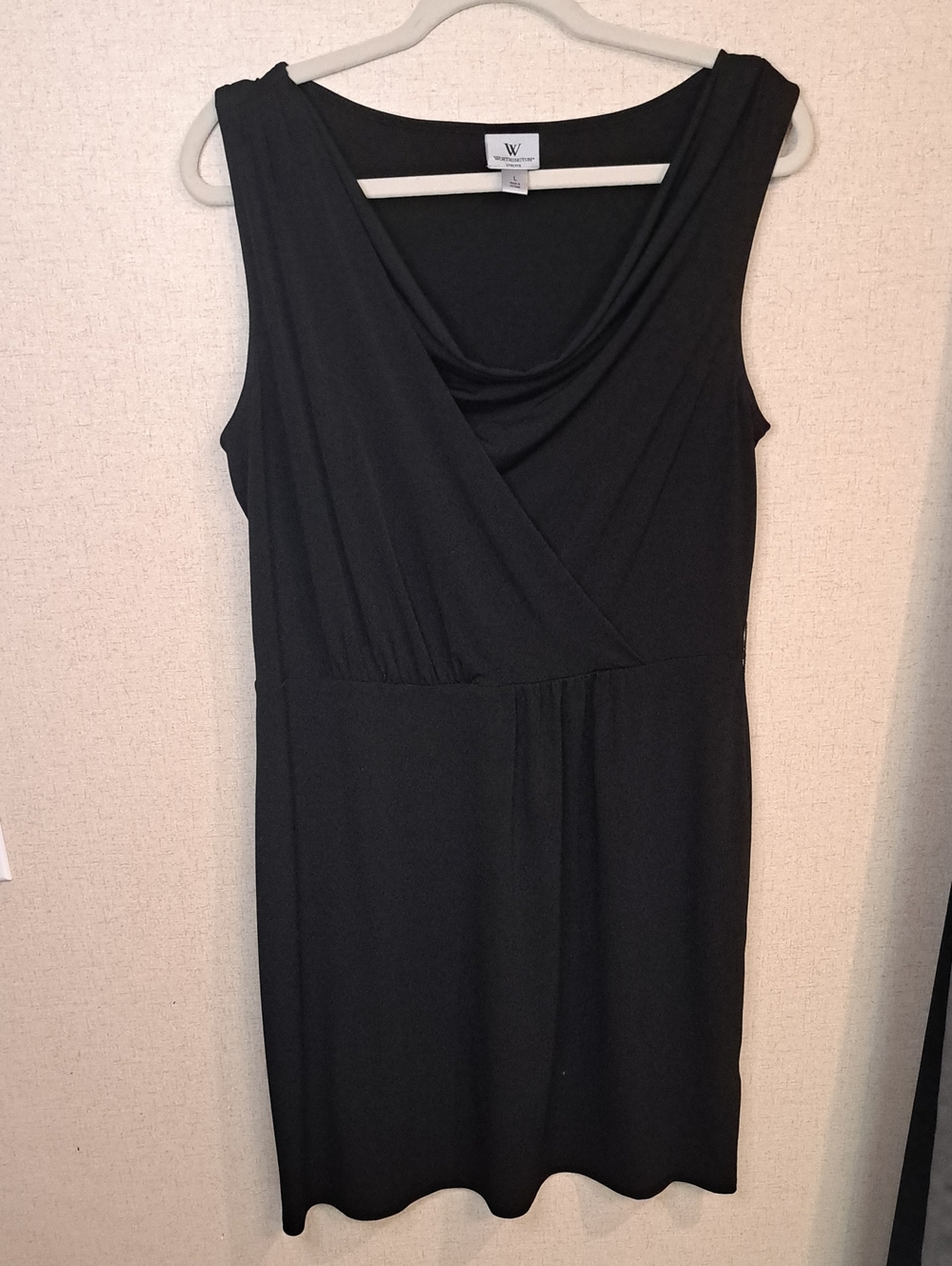 Worthington Black Sleeveless Faux-Wrap Dress DR60